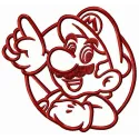 Embroidery design featuring Mario surrounded by playful clouds, ideal for stitching on t-shirts or hoodies.