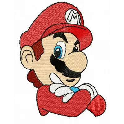 Nintendo Mario embroidery design featuring the iconic character, ideal for embellishing t-shirts and hoodies.