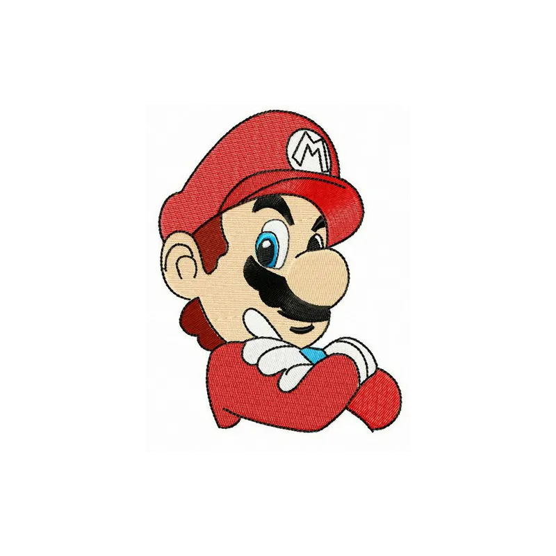 Nintendo Mario embroidery design featuring the iconic character, ideal for embellishing t-shirts and hoodies.