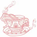 Cup with inspiration 2 embroidery design featuring a whimsical kitchen motif for home décor or gifts.