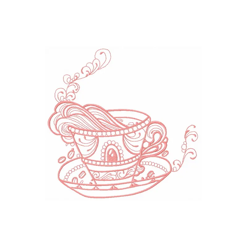 Cup with inspiration 2 embroidery design featuring a whimsical kitchen motif for home décor or gifts.