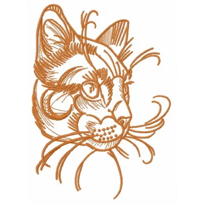 Preview of Home Cat Sketch 2 embroidery design showcasing a charming cat motif for stitching on fabric.