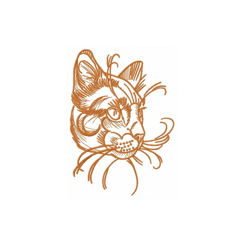 Preview of Home Cat Sketch 2 embroidery design showcasing a charming cat motif for stitching on fabric.