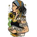 Live Love Launch embroidery design featuring playful lettering, ideal for girls and women's apparel and accessories.