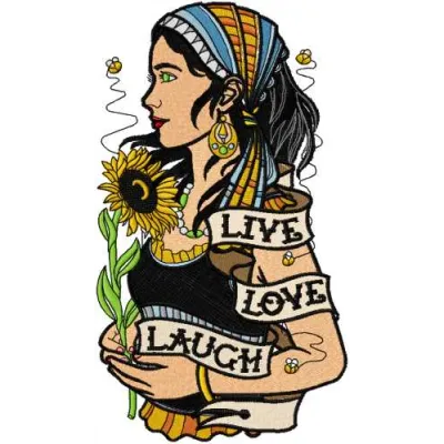 Live Love Launch embroidery design featuring playful lettering, ideal for girls and women's apparel and accessories.