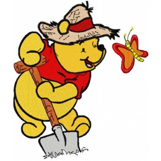 Winnie Pooh gardener 2 embroidery design - Embroidery Design