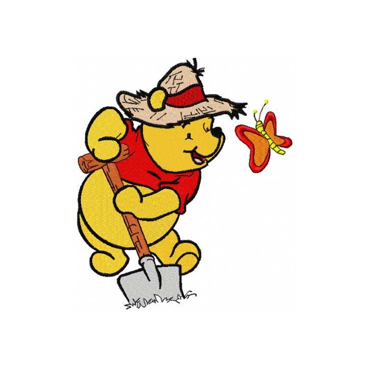Winnie Pooh gardener 2 embroidery design - Embroidery Design