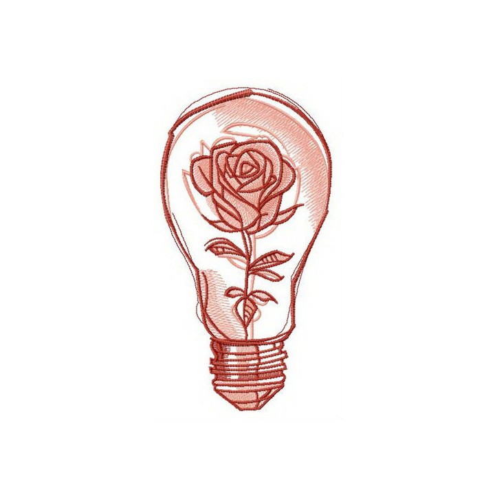 Locked inside light bulb embroidery design - Embroidery Design
