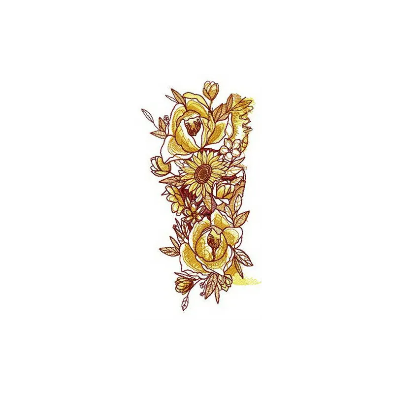 Fragrant bouquet embroidery design showcasing a vibrant floral arrangement, perfect for embellishing home decor and apparel.