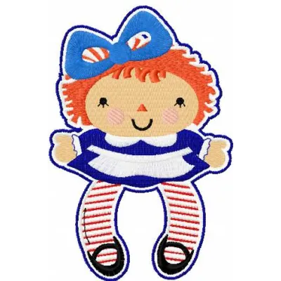 Baby doll embroidery design featuring a cute and playful stitched motif, ideal for baby clothes and accessories.