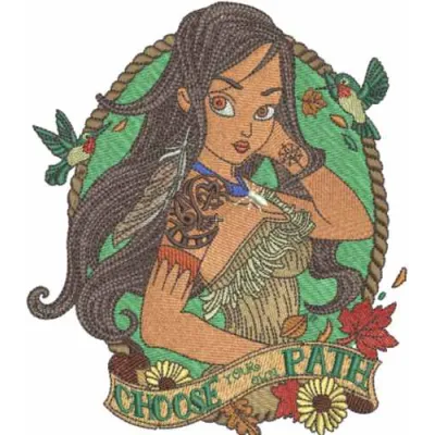 Choose your own path embroidery design featuring a whimsical princess theme, ideal for embellishing t-shirts and tote bags.