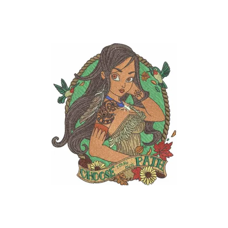 Choose your own path embroidery design featuring a whimsical princess theme, ideal for embellishing t-shirts and tote bags.