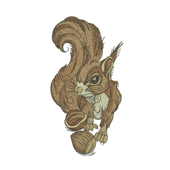Squirrel with hazelnut 3 embroidery design - Embroidery Design