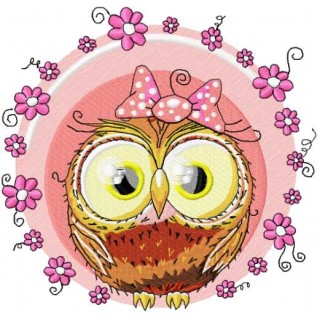 Cute owl girl embroidery design - Embroidery Design