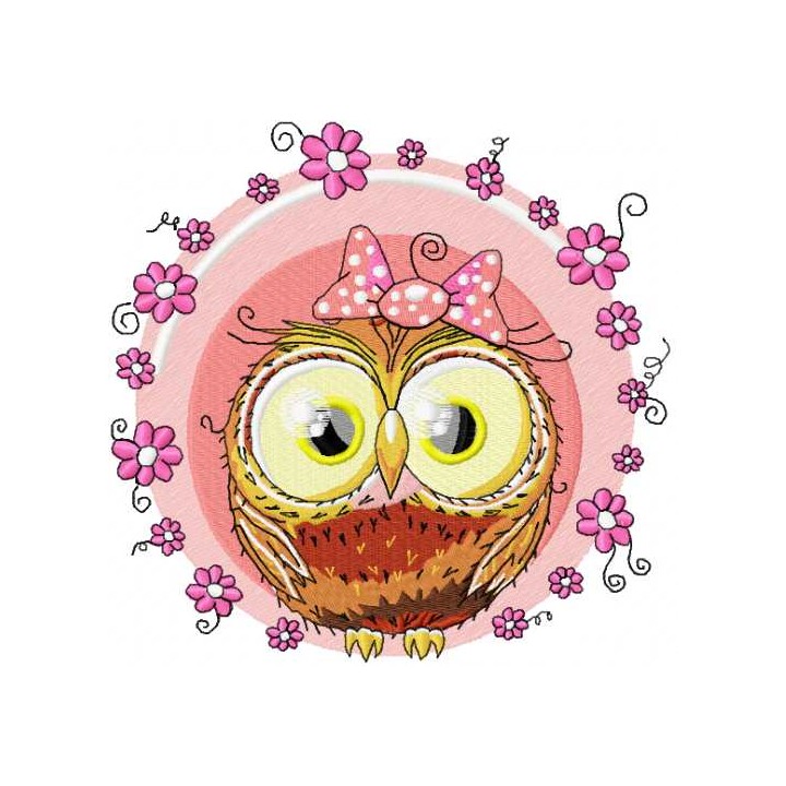 Cute owl girl embroidery design - Embroidery Design