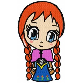 Anna chibi embroidery design - Embroidery Design