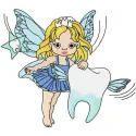 Tooth fairy 3 embroidery design featuring a whimsical fairy character, perfect for stitching on children's items.