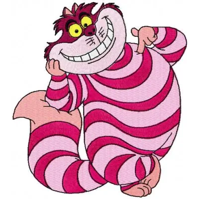 Cheshire Cat 16 embroidery design showcasing a whimsical cat motif inspired by Alice in Wonderland.