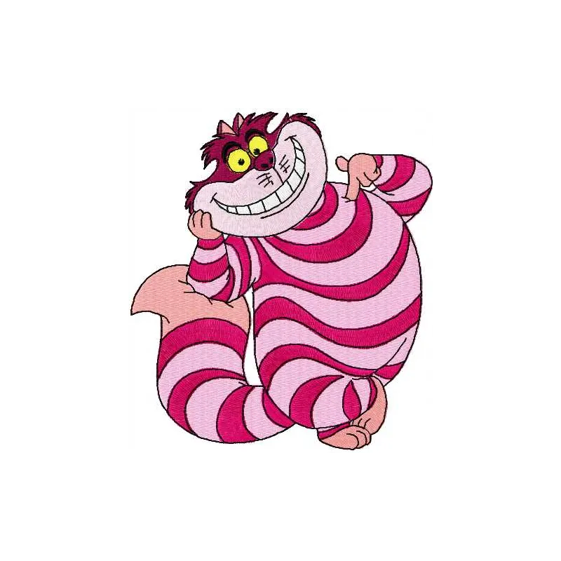 Cheshire Cat 16 embroidery design showcasing a whimsical cat motif inspired by Alice in Wonderland.
