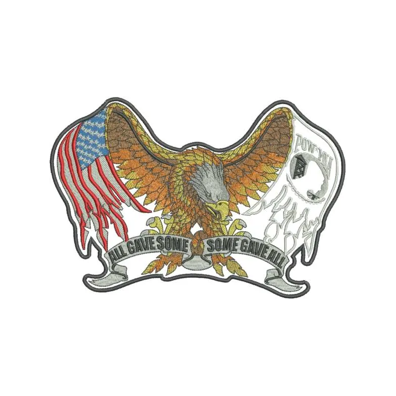 All Gave Some, Some Gave All embroidery design showcased on a fabric background, celebrating American pride.