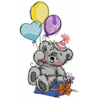 Bear's birthday 2 embroidery design - Embroidery Design