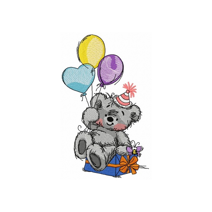 Bear's birthday 2 embroidery design - Embroidery Design