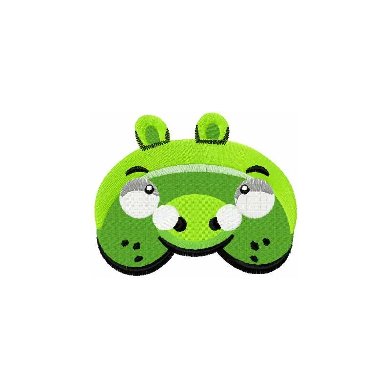 Preview of an Angry Bird pig embroidery design showcasing vibrant colors and intricate stitching patterns.