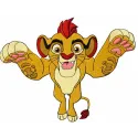 Simba attack embroidery design featuring a dynamic lion motif inspired by the Lion King, perfect for playful stitching.