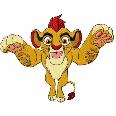 Simba attack embroidery design featuring a dynamic lion motif inspired by the Lion King, perfect for playful stitching.