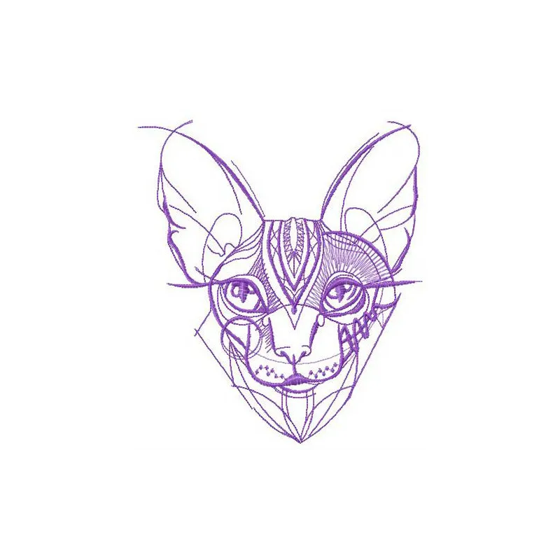 Hairless cat embroidery design showcasing a unique stitched motif perfect for crafting on various items.