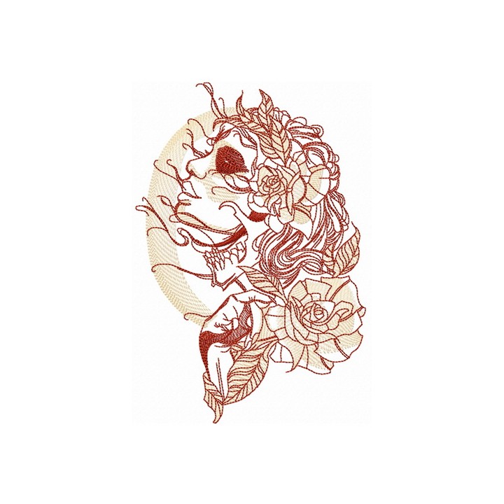 Witch and full moon sketch embroidery design - Embroidery Design