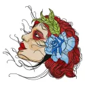 Embroidery design featuring a red-haired girl, perfect for stitching on t-shirts, tote bags, or hoodies.