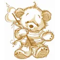 Teddy bear cupid sketch embroidery design showcasing a charming bear with wings, ideal for playful stitching projects.