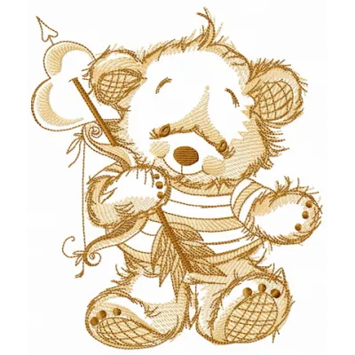 Teddy bear cupid sketch embroidery design showcasing a charming bear with wings, ideal for playful stitching projects.