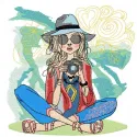 Embroidery design featuring a young photographer, ideal for girls and women, showcasing creative stitching patterns.