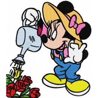 Minnie Mouse gardener embroidery design - Embroidery Design