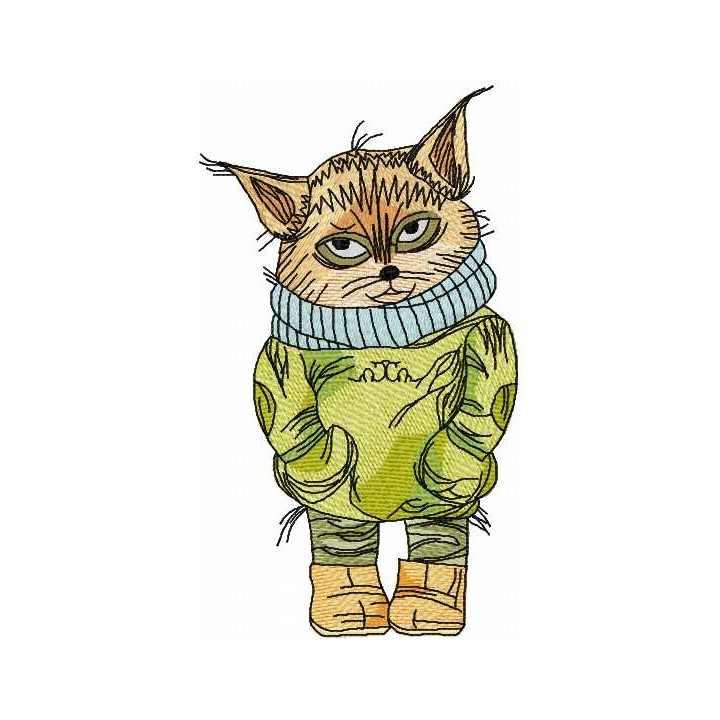 Autumn cat embroidery design - Embroidery Design