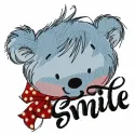 Teddy's smile embroidery design showcasing a cheerful teddy bear, perfect for adding charm to children's apparel.