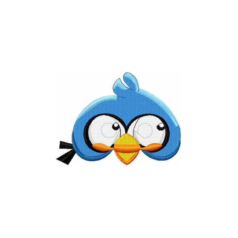 Preview of the Angry Bird blue 3 embroidery design, showcasing a vibrant and playful stitched motif.