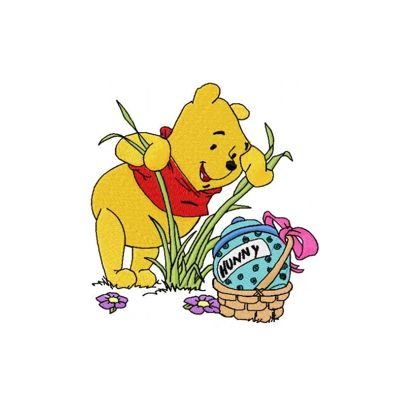 Winnie Pooh found pot embroidery design featuring Pooh, Piglet, and Tigger, perfect for cheerful stitching projects.