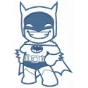 Batman pleased with himself embroidery design featuring a joyful Batman motif for creative stitching projects.