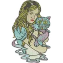 Alice modern look embroidery design inspired by Alice in Wonderland for creative stitching projects.