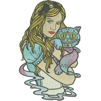 Alice modern look embroidery design inspired by Alice in Wonderland for creative stitching projects.