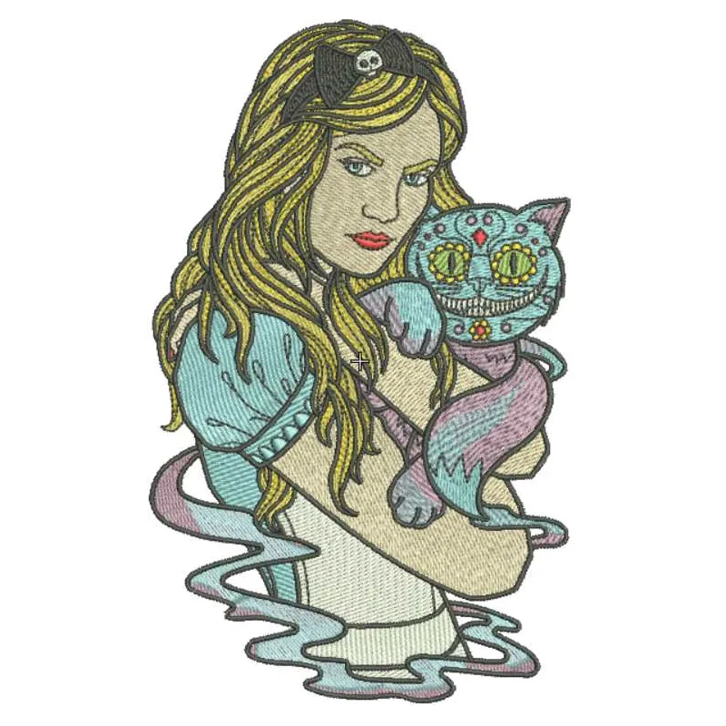 Alice modern look embroidery design inspired by Alice in Wonderland for creative stitching projects.