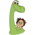 Arlo and Spot 6 embroidery design featuring characters from The Good Dinosaur, ideal for child-friendly projects.