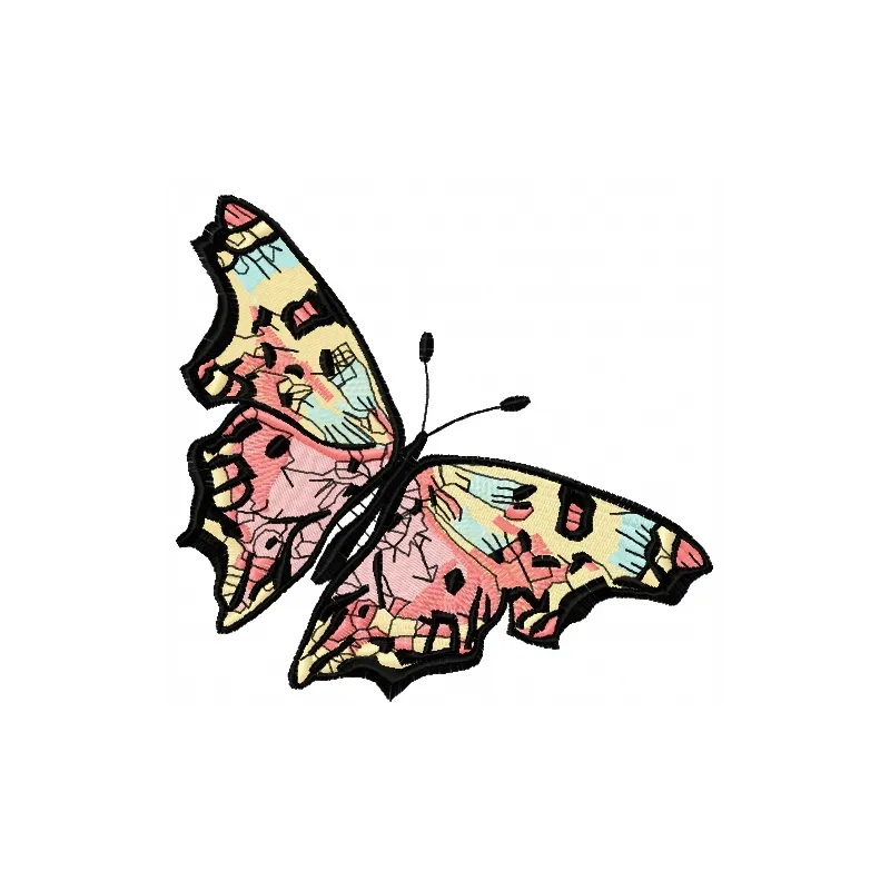 Preview of a patch butterfly embroidery design, showcasing intricate stitching patterns for creative projects.