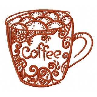 Decorated coffee cup 2 embroidery design - Embroidery Design