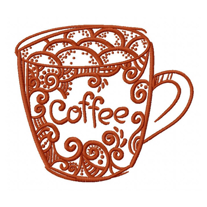 Decorated coffee cup 2 embroidery design - Embroidery Design