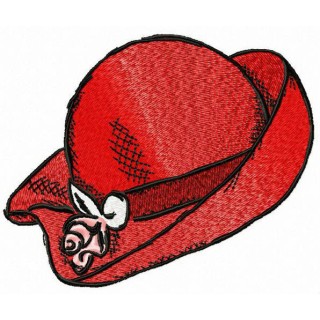 Red elegant hat embroidery design - Embroidery Design