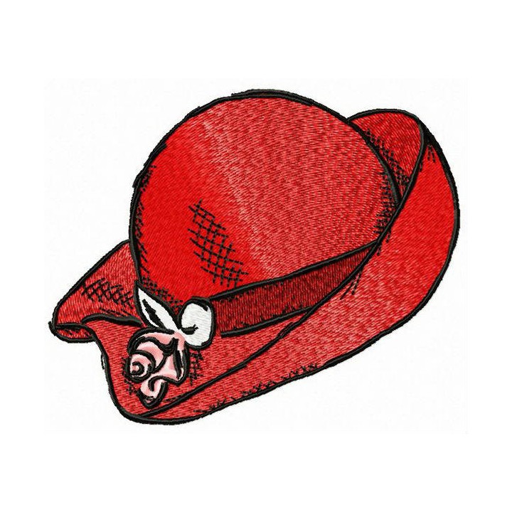 Red elegant hat embroidery design - Embroidery Design